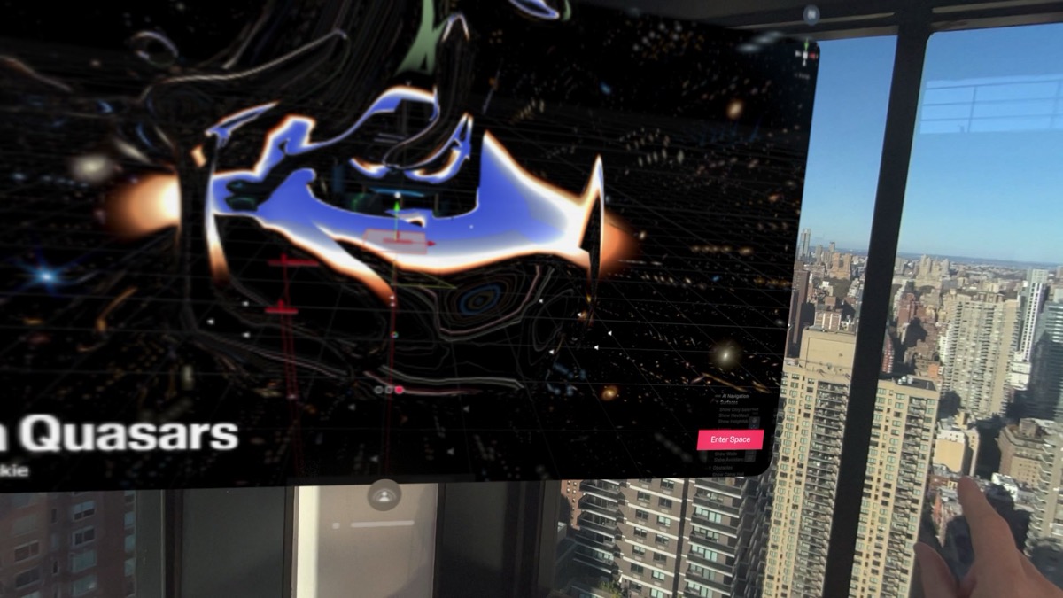 Apple Vision Pro running Portals at IMC with NYC skyline